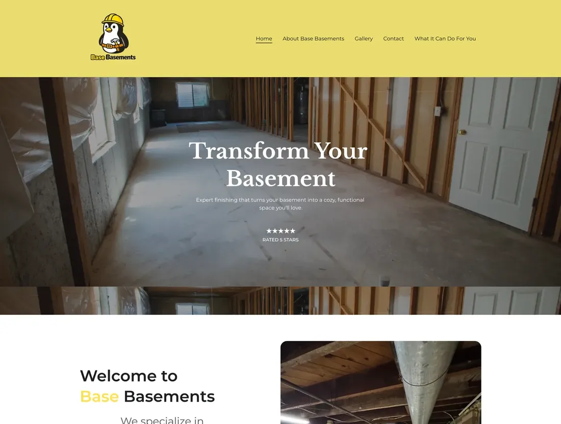 The old Base Basements homepage